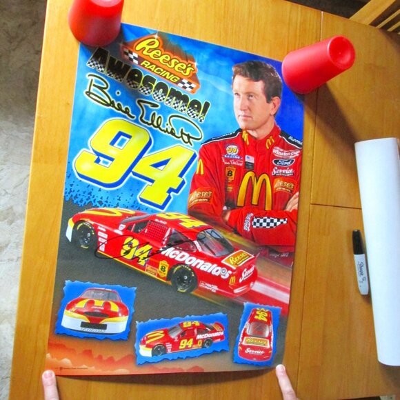 BA158-Hand Signed Bill Elliott Reese's Nascar racing Poster 17Wx23.5T - Picture 1 of 2